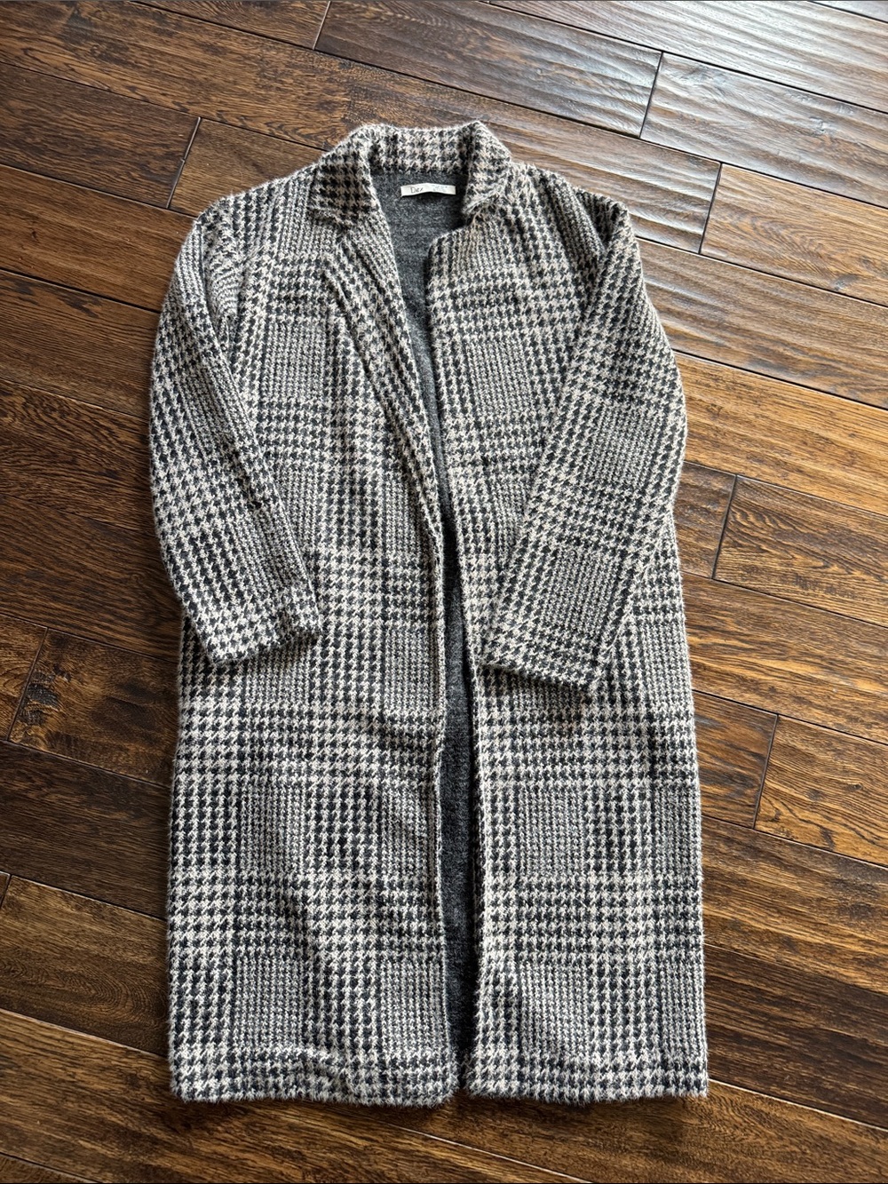 DEX- Long Plaid Open-Front Women's Coatigan
